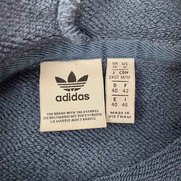 Women's Adidas Originals Cropped Hoodie Sweatshirt, Denim Blue, Size M - Picture 6 of 12